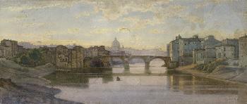 Blick über den Tiber mit der Ponte Sisto auf St. Peter by 
																	Julius Zielke