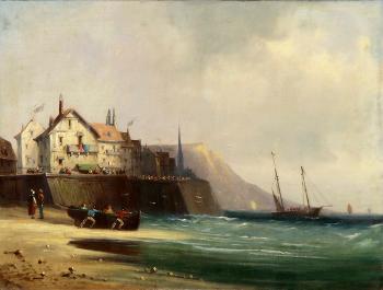 Küstenstreifen mit Booten by 
																	Auguste Ballin