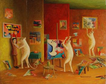Tre topi distruggono i quadri astratti del pittore by 
																	Enrico Tanzi