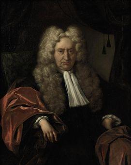 Portrait of a gentleman, three-quarter-length, in a black costume and a red velvet cloak, seated in a chair by 
																	Jan Maurits Quinkhard