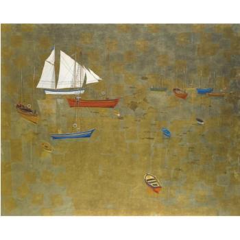 Boats On Golden Waters by 
																	Spyros Vassiliou