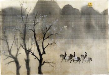 Paysage avec des cavaliers by 
																	 Nguyen Thu