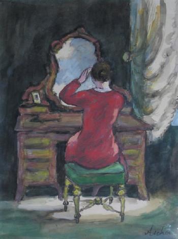 Jeune femme au miroir by 
																	Georges Ascher
