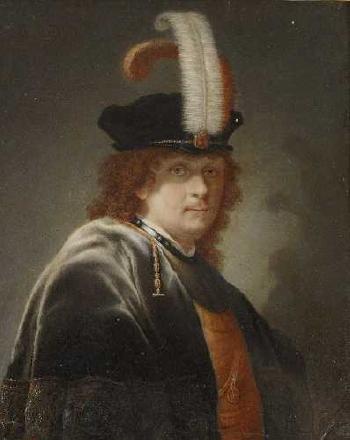 Bildnis eines Herrn mit federgeschmücktem Barett by 
																	Joseph Kaltner