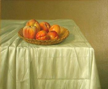 Still life with peaches by 
																	Enrique Campuzano