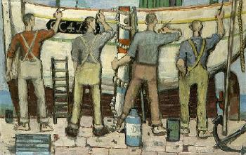 Vier Maler und ein Boot by 
																	Hans Reimar Venske