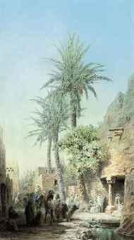 Bedouins at the city walls by 
																	Arthur Croft