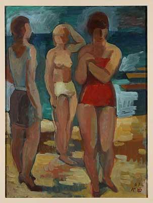 Drei Mädchen am Strand by 
																	Karl Gunschmann