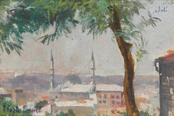 A view of a city, probably Constantinople by 
																	Nazli Ecevit
