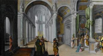 Jesus visiting Simeon in the temple by 
																	Paul Juvenell