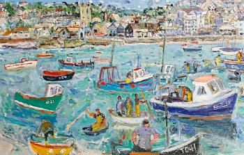 Summer storm approaching lifeboat launched, St Ives by 
																	Linda Weir