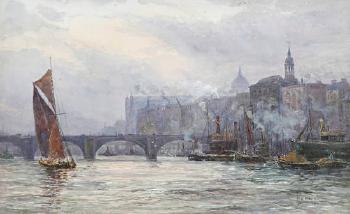 The Thames at Canon street by 
																	Maude E Maginniss
