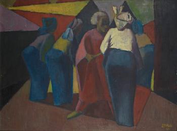 Four female figures by 
																	Jimoh Akolo