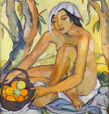 Seated nude with oranges by 
																	Irma Stern