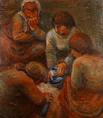 Women preparing drinks by 
																	Moshe Prupes