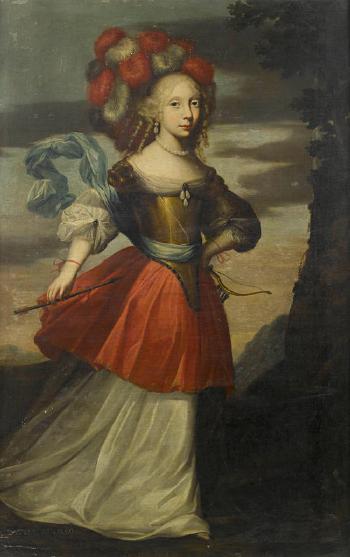 Portrait of a young lady, full-length, as Diana by 
																	Jean Nocret