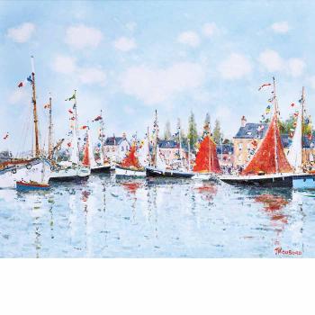Bateaux pavoises dans le port de Paimpol by 
																	Jean Pierre Dubord
