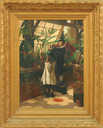 Children in the conservatory by 
																	Edovard Quitton