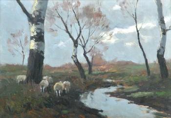 Sheep at the river by 
																	Aladar Edvi-Illes