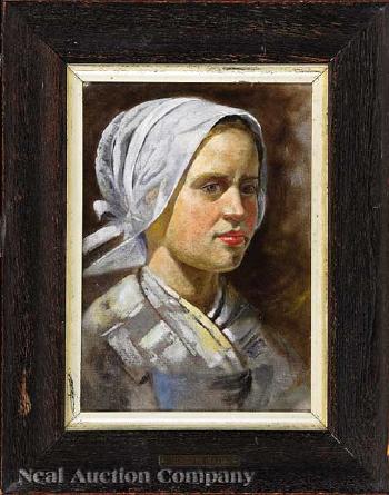 Portrait of a young woman by 
																	Charles Franklin Tuttle