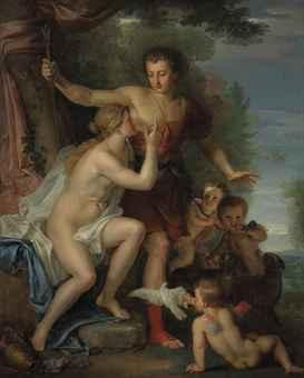 Venus and Adonis by 
																	Louis Galloche