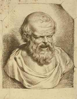 A bust of Democritus, after Sir Peter Paul Rubens by 
																	Lucas Vorsterman