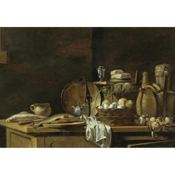 Kitchen Table Still Life by 
																	Nicolas Henry Jeaurat de Bertry