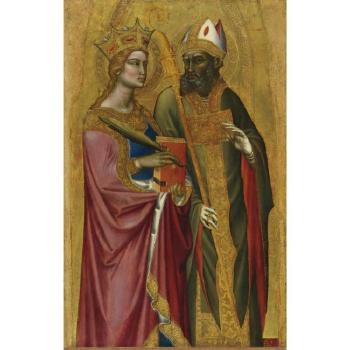 Saint Catherine And A Bishop Saint, Possibly Saint Regulus by 
																	Angelo di Puccinello Puccinelli