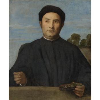 Portrait Of A Jeweler, Probably Giovanni Pietro Crivelli by 
																	Lorenzo Lotto