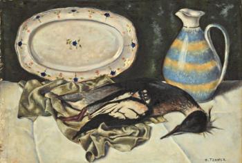 Composition au plat au pichet et à l'oiseau by 
																	Andre Charles Tzanck