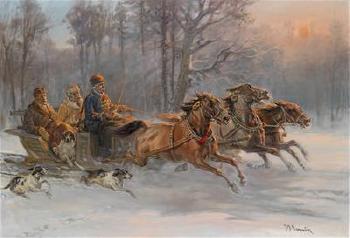 Gentlemen on a sleigh ride by 
																	Jan M Kasprowicz