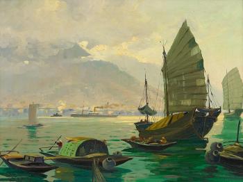 Im Hafen von Hong-Kong by 
																	Eduard Edler