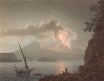Eruzione del Vesuvio in notturno by 
																	Giovanni Battista Lusieri