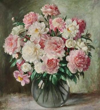Peonies in a vase by 
																	Ludmila Janovska