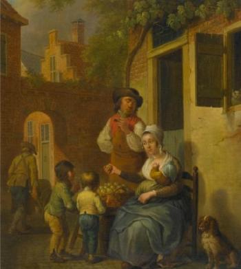 Family before a house by 
																	Cornelis van Cuylenburgh