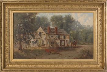 Landscape with carriage barn by 
																	Harry J Sunter