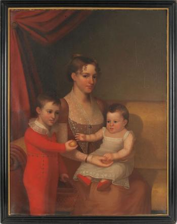 Portrait of a mother and children by 
																	Abraham G D Tuthill