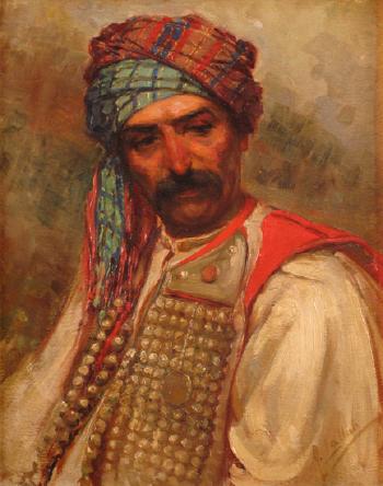 Uomo con baffi in costume dalmata by 
																	Giuseppe Lallich