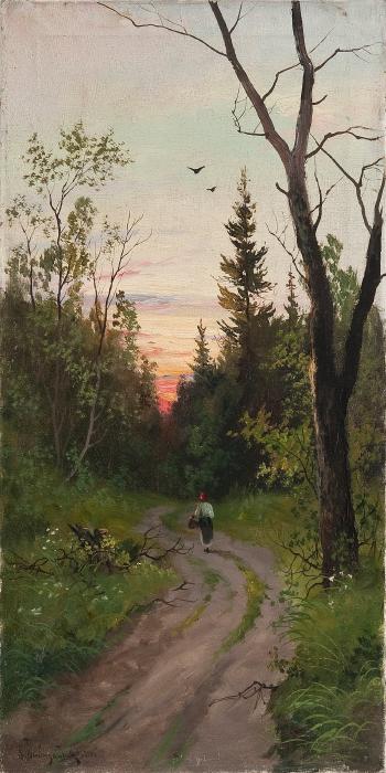 Woman on a path by 
																	Valerian V Babadin