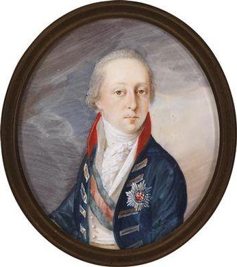 A portrait of a gentleman with a star and a sash against cloudy background by 
																	Joseph Lancedelli