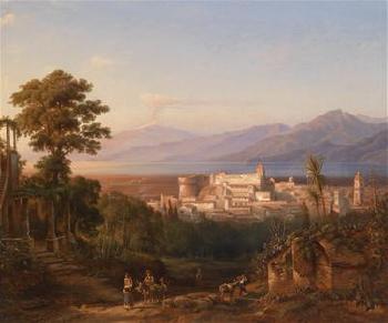 View of the Castello Aragonese di Reggio Calabria and View of Mount Etna by 
																	Henry Jaeckel