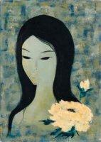 Portrait de femme à la fleur blanche by 
																	Mara Tran Long