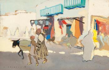 Souk aux vêtements, Maroc by 
																	Horace Cristol