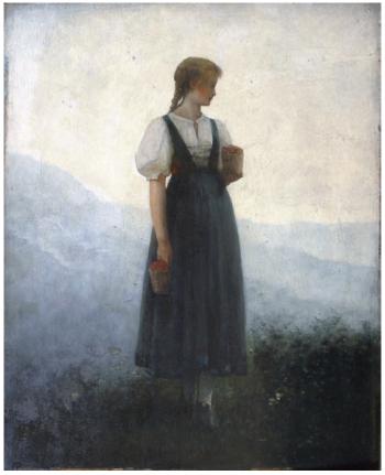 Jeune fille devant la ligne bleue des Vosges by 
																	Gustave Jundt