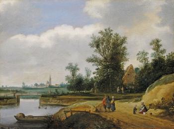 Landschaft mit Gehöft und Brücke by 
																	 North Netherlandish School