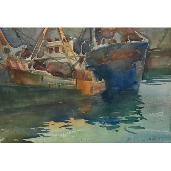Boats in harbor by 
																	Paul Rahilly