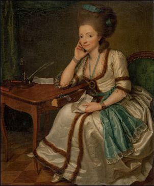 Bildnis des Monsieur Borel mit Windhund und Teleskop. Bildnis der Madame Borel in pelzverbrämtem Kleid, einen Brief in der Hand haltend by 
																			Jean Preudhomme