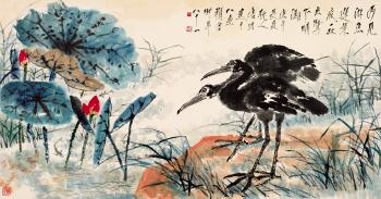 Lotus and birds by 
																	 Tang Yun