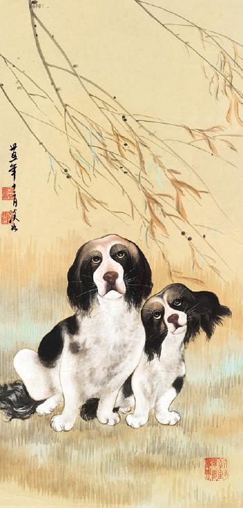 Two dogs by 
																	 Zhu Danru