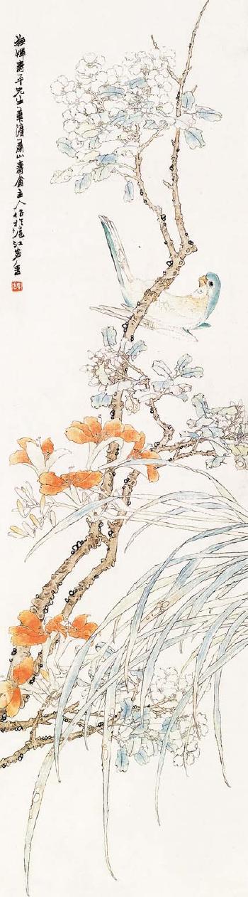 Flowers and bird by 
																	 Zhou Shouqi